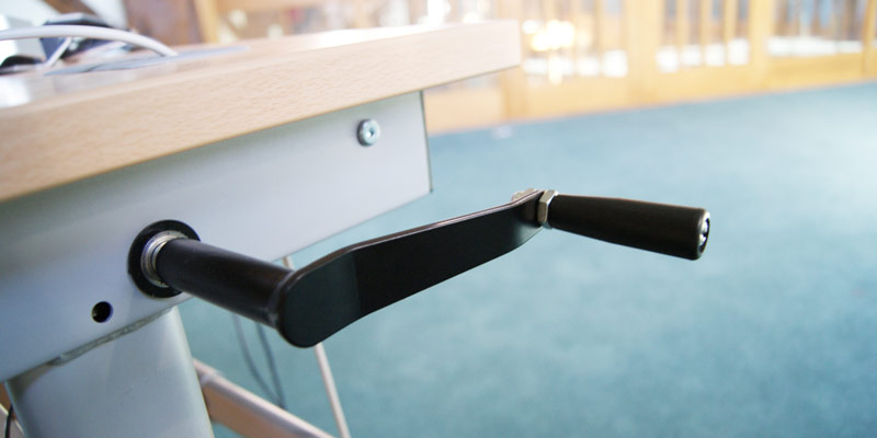sit-stand desk close up